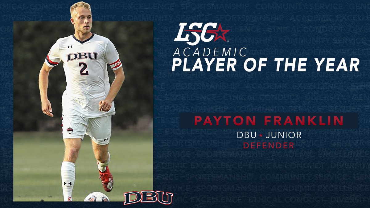 LoneStarConf's tweet photo. Congratulations to the 2021 #LSCmsoc Academic Player of the Year Payton Franklin of @DBUAthletics! ⚽📚

🔗 https://t.co/riU47An8eL https://t.co/bctUkj6dq5