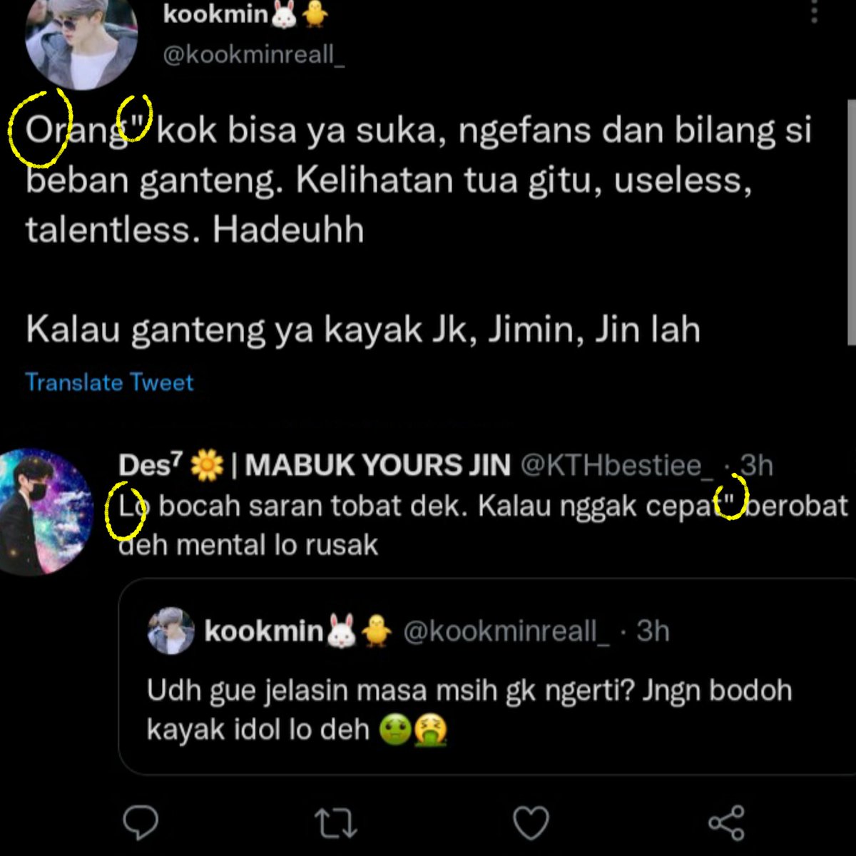 parkjimiIf's tweet photo. gua mau nambahin jg krn udh keterlaluan.

dr typing, penggunaan tanda baca, letak emot, usn sampe bio kira2 kebetulan ga ya? pict ke4 jg ngelike fanart kth padahal semua tweetnya ngejelekin kth, mungkin kelupaan unlike soalnya aslinya diakun sebelah ngebiasin kth💀 https://t.co/7sis6MMKhA