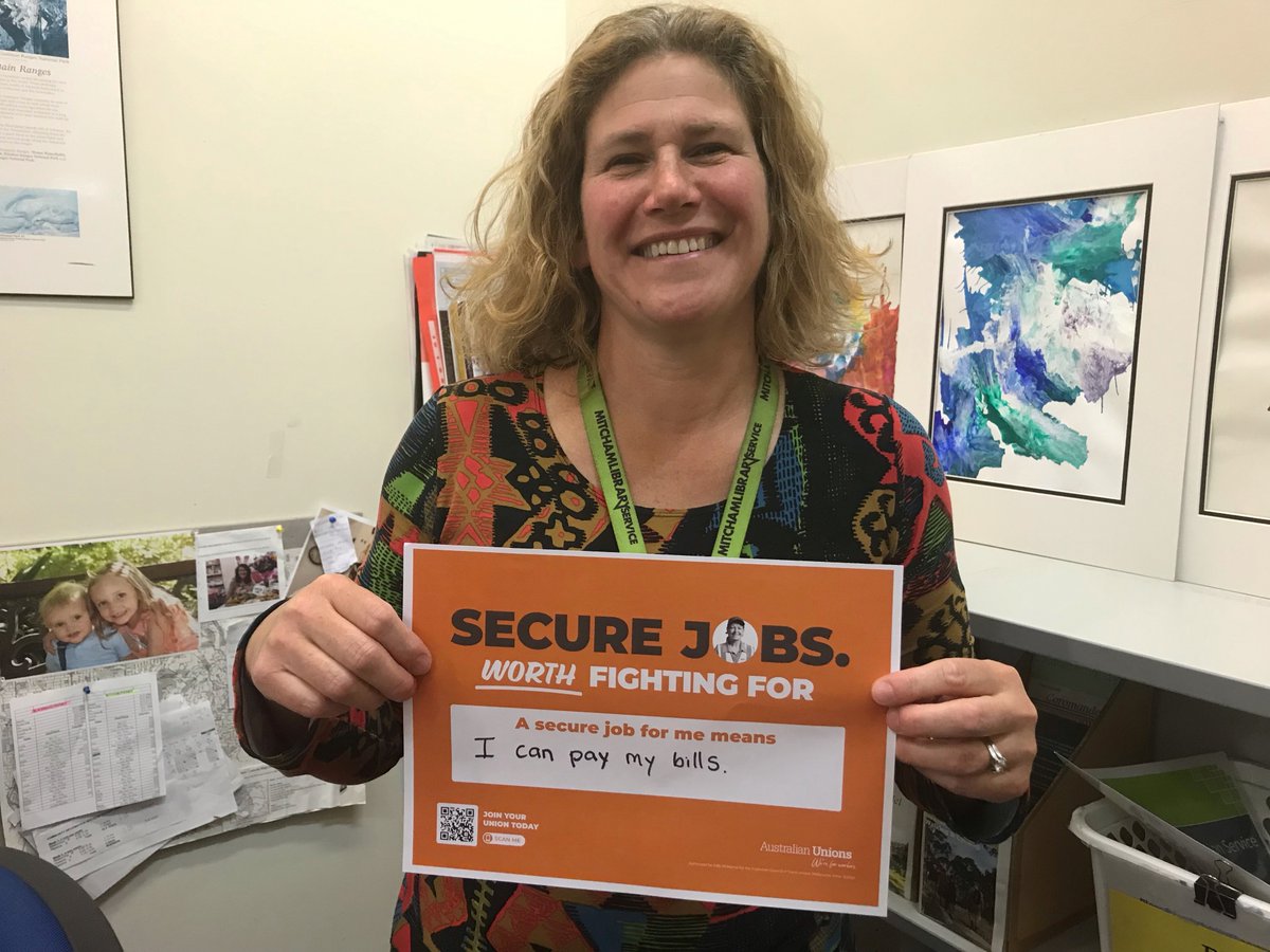 ASUnion_SANT's tweet photo. "I can pay my bills"

"I can save for retirement"

"I can pay my mortgage"

These are why #securejobs matter to these ASU Library members + some of the reasons why all workers deserve a secure job.

#ausunions @asunion @unionsaustralia https://t.co/RwUH5FhFq0