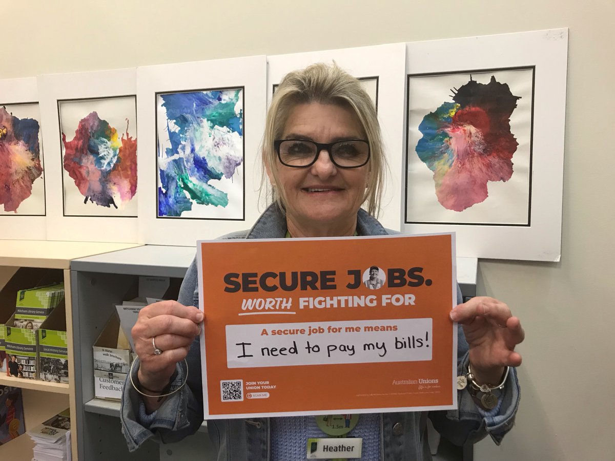 ASUnion_SANT's tweet photo. "I can pay my bills"

"I can save for retirement"

"I can pay my mortgage"

These are why #securejobs matter to these ASU Library members + some of the reasons why all workers deserve a secure job.

#ausunions @asunion @unionsaustralia https://t.co/RwUH5FhFq0