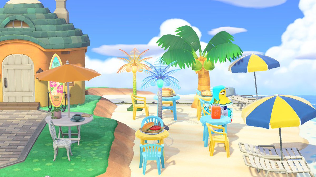 HanHorizons's tweet photo. keaton’s beachside café 🏖🥯 

#AnimalCrossing #ACNH #HHP #HappyHomeParadise https://t.co/vjVFhoMkuS