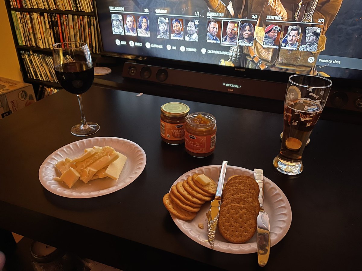 Because wine, cheese, crackers, and Call of Duty is our kind of night!! @TargetTyler57