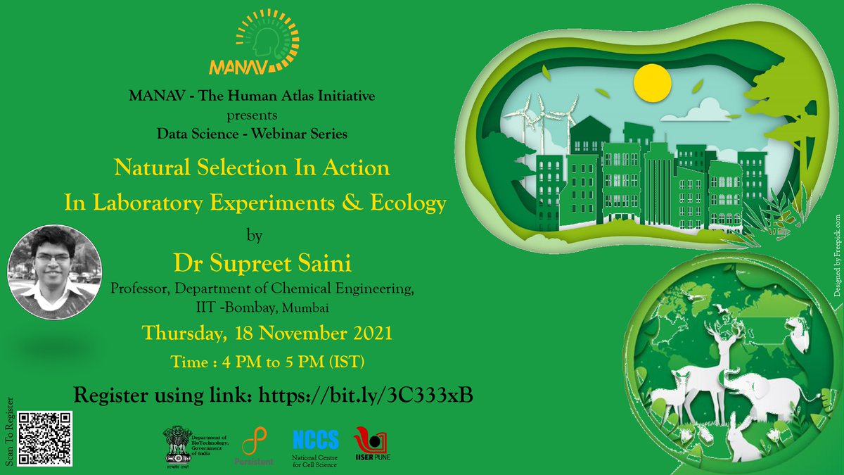 Manav - The Human Atlas Initiative (@manavatlas) on Twitter photo <a href="/ManavAtlas/">Manav - The Human Atlas Initiative</a> #DataScienceWebinar #36
📢Title: #Natural_Selection In Action In #Laboratory_Experiments & #Ecology
🗓️Thur, 18 Nov 2021 ⏰4PM - 5PM (IST)
Speaker: Dr Supreet Saini from <a href="/iitbombay/">IIT Bombay</a>
Registration Link: bit.ly/3C333xB
#Genetic_Diversity #Evolution <a href="/ManavAtlas/">Manav - The Human Atlas Initiative</a> #DataScienceWebinar #36
📢Title: #Natural_Selection In Action In #Laboratory_Experiments & #Ecology
🗓️Thur, 18 Nov 2021 ⏰4PM - 5PM (IST)
Speaker: Dr Supreet Saini from <a href="/iitbombay/">IIT Bombay</a>
Registration Link: bit.ly/3C333xB
#Genetic_Diversity #Evolution