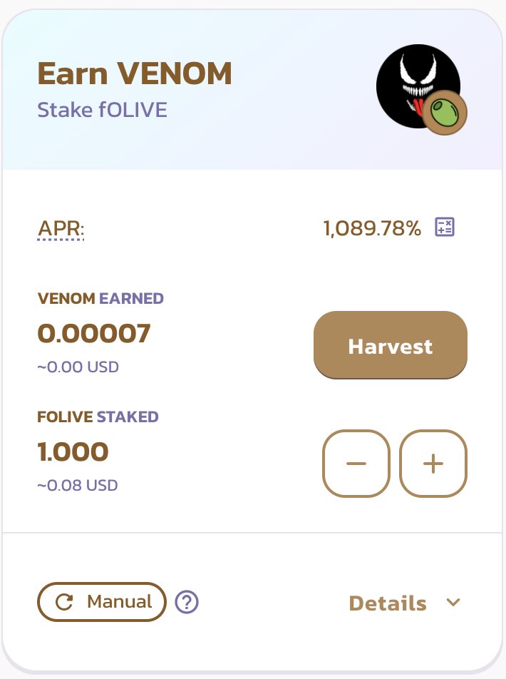 OliveCashBsc's tweet photo. #FANTOM 
The @Venom_Finance farm and new pool are live now! 
Stake $fOlive to earn VENOM.
 Stake VENOM/FTM to earn fOlive. 
https://t.co/aULWpBIb6h https://t.co/OrPKPUFrIW