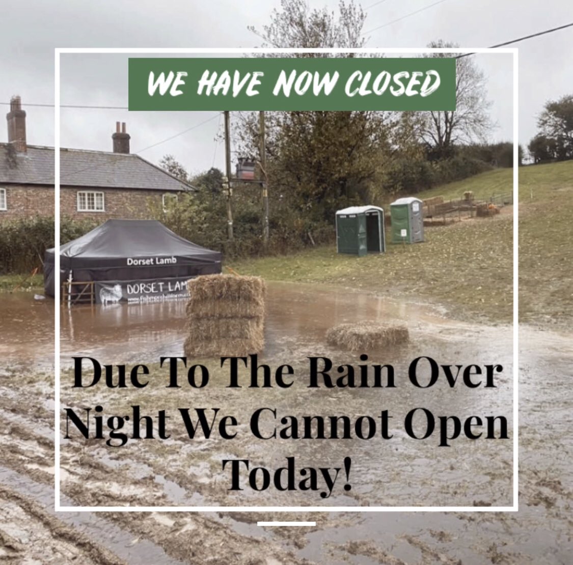 We cannot open today as planned due to the huge amount of rain we’ve had overnight! We are sorry to let people down if they planned to visit. If you need pumpkins please send us a message we can meet you by the gate with a selection! please share! #closed #rain #britishweather