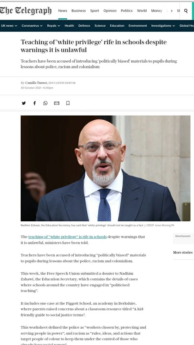 All teaching is political. The decision not to teach about reality of racism is political. The decision not to teach about the reality of White privilege is political. It is no-virtue signalling to those who support the racist status quo &amp; rightly recognise challenge as change.