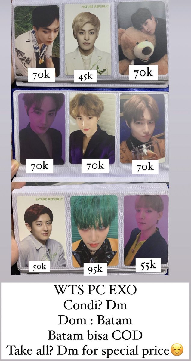 Siskaaocta's tweet photo. WTS EXO PC - INA

#wts #pc #jual #EXO #WeAreONE #weareoneEXO #XIUMIN #SUHO #CHEN #KAI #CHANYEOL https://t.co/3r1T4OlqCW