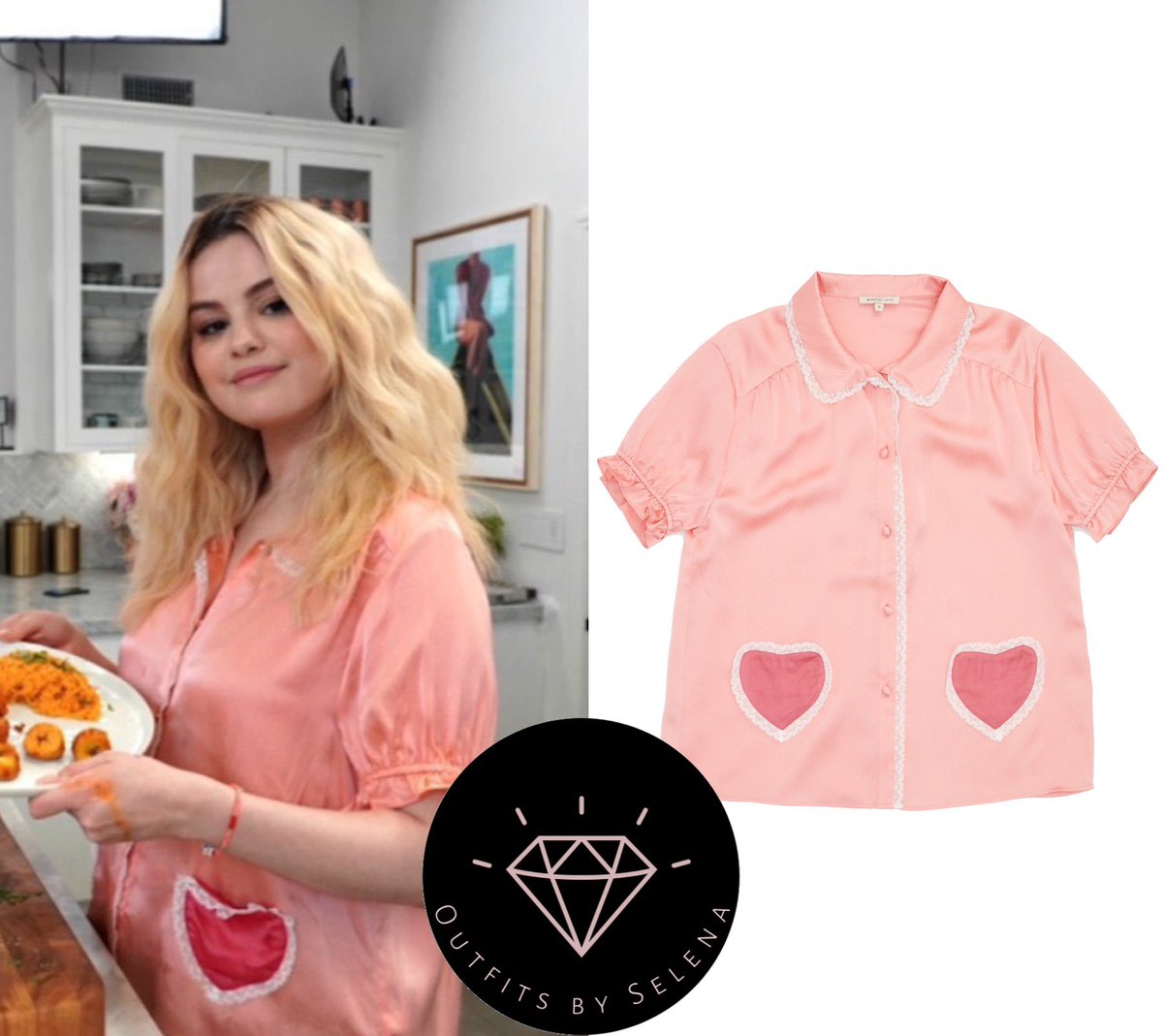 outfitsbyselena's tweet photo. .@SelenaGomez in her #SelenaAndChef Show Season 3 for @hbomax
In Episode 1 #SelenaGomez wearing a @Morgan_LaneNY Lovie Top (Sold out) and @shopredone x @LEVIS High Rise Loose Jeans ($350) with pair of #GiftCraft Polka Dot Grey White Felt Poms Reading Socks (Sold out).✨🔥✨ https://t.co/m11Clmmv8w