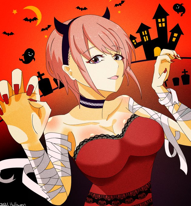 #ハロウィンイラスト 
#Halloweenillustration 
#五等分の花嫁
#中野一花 
#イラスト 