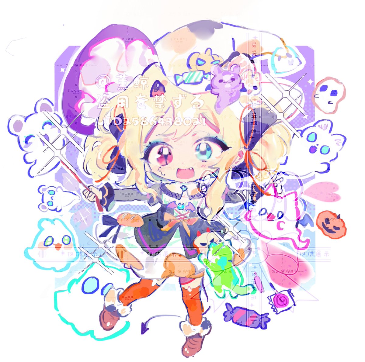 xunwhale's tweet photo. #oc 🎃🎃✨
嗯嗯万圣夜快乐
是琉璃（银毛）和夜逝（黄毛）的万圣装
*p3是梦咪画的
*Don't use these pictures please. https://t.co/KFPqOg7tkx
