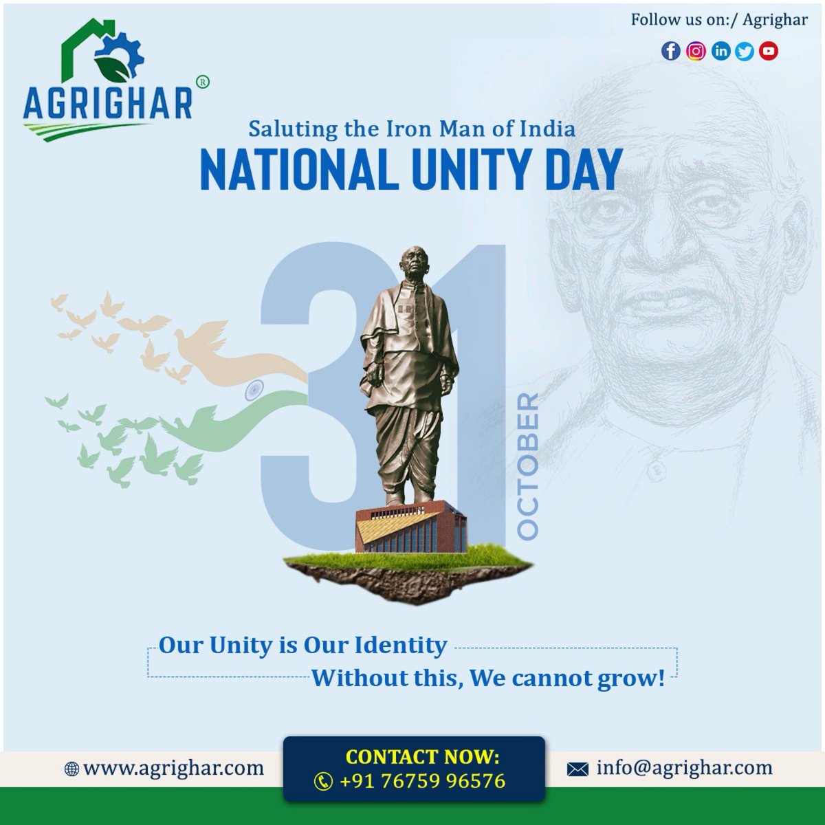 agrighar's tweet photo. “Unity in Diversity is better than unity in similarities”
Unity symbolizes “One for all is All for one”
#unityindiversity #unityday #nationalunityday #unity #unityisstrength #unityispower #togetherness #togetherforever #agrighar #agrigharincubationprogram #WEAIM #GBNFPCL https://t.co/fti59Fh1FF