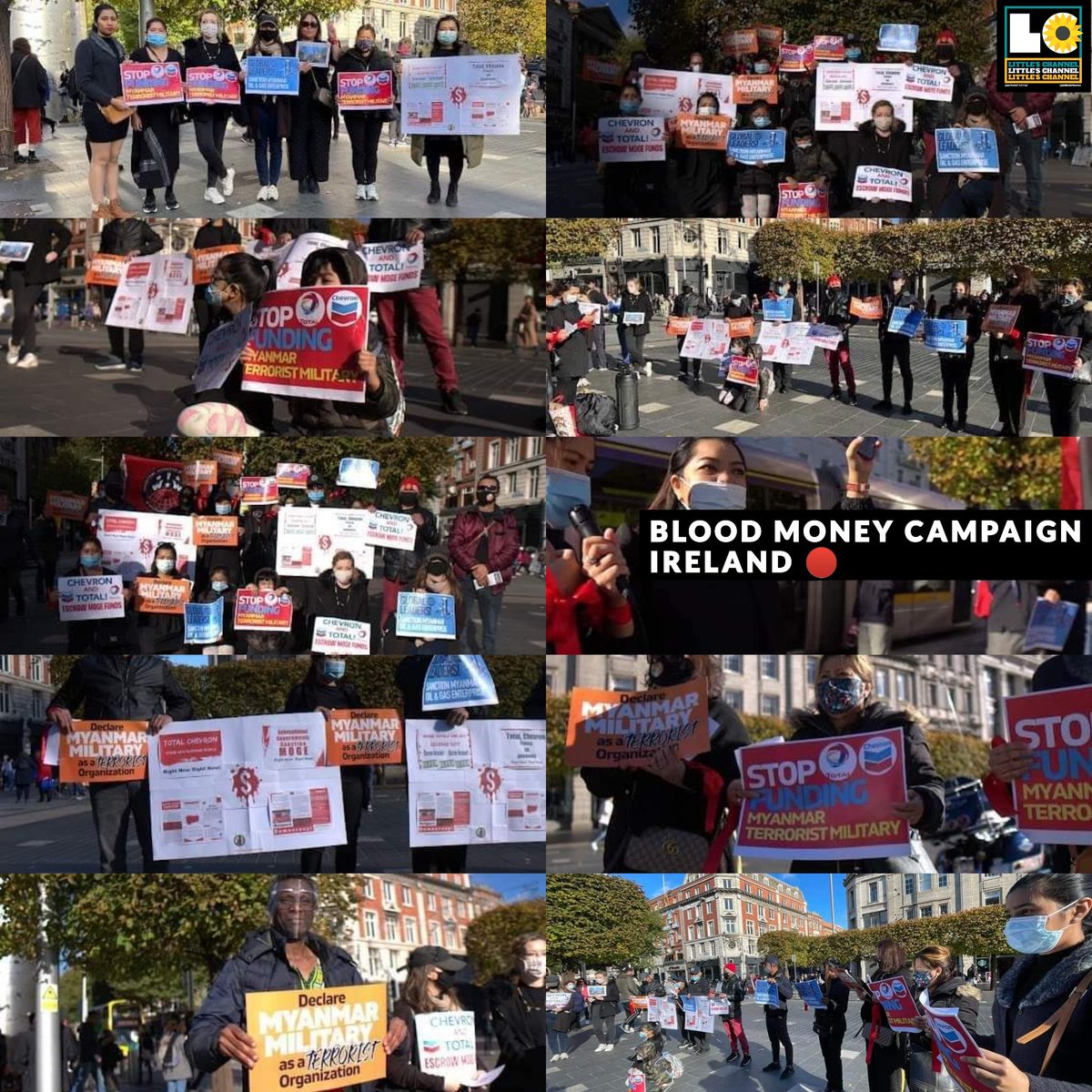 kuman_dra's tweet photo. Anti-coup Blood Money Campaign in Ireland. 🪧  #Oct31Coup #SanctionMOGE #FreezePaymentsToJunta     #WhatsHappeningInMyanmar https://t.co/k2pWwV1Yvq