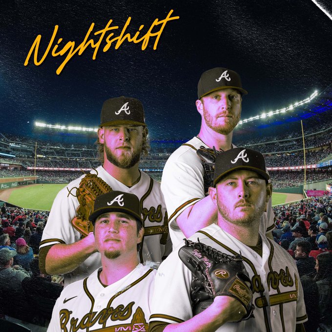 A.J. Minter, Will Smith, Luke Jackson, and Tyler Matzek appear on an album cover entitled â€œNightShift.â€