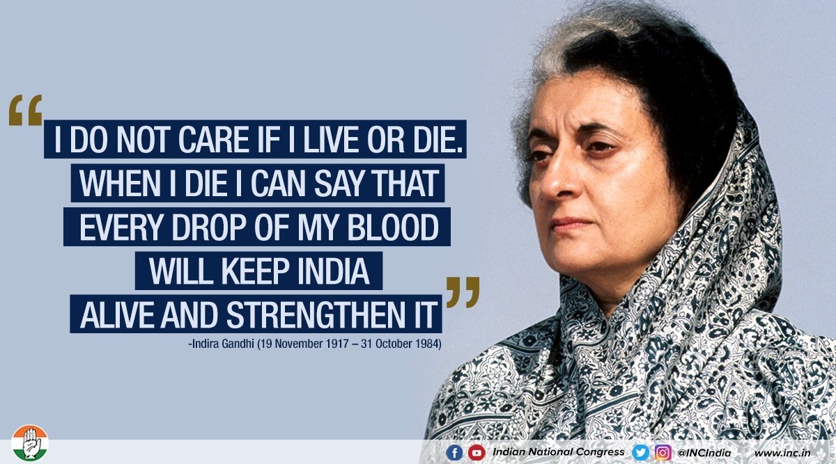 sanjaybpi's tweet photo. 37th Death Anniversary of Iron Lady of India.Words on previous day had turned prophetic."I am here today,I may not be here tomorrow.Nobody knows how many attempts have been made to shoot me I don't care I live or die.  I am proud  I spend  whole of life in d service of my people" https://t.co/qfbEEvBCdl