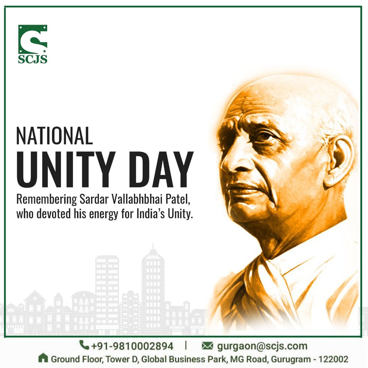 scjsgurgaon's tweet photo. “Our existence is with national unity, it is our responsibility to maintain it” - Sardar Vallabhbhai Patel.

We promise to honour and promote Sardar Patel’s wishes of a well developed and united India 🇮🇳 

Happy National Unity Day 🙌🏻 from SCJS

.
#UnityDay #RashtriyaEktaDiwas #Sa https://t.co/oBtNkouk2q