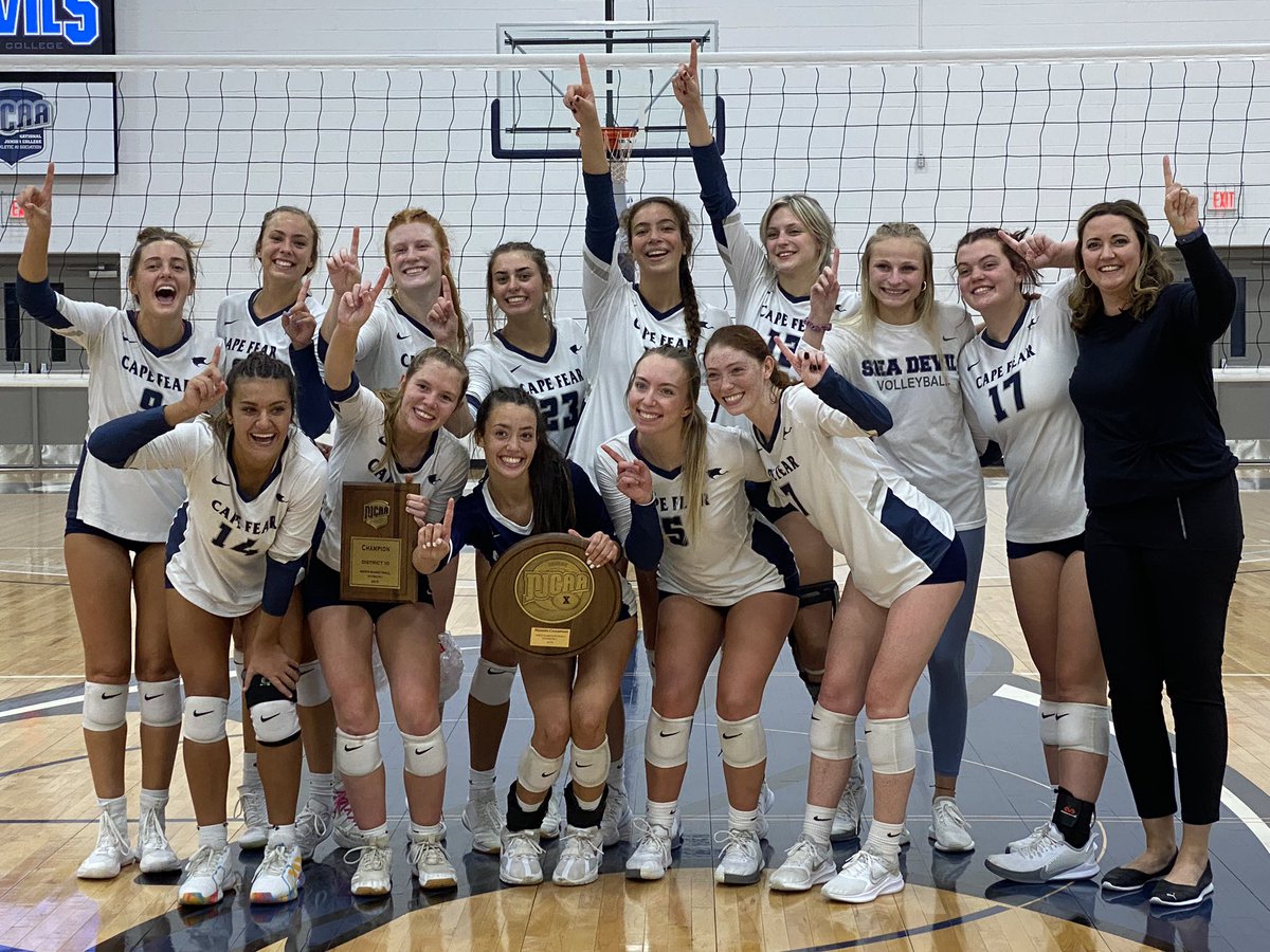 kimpinnick's tweet photo. Sea Devils VB in it to win it! 
Region X East Regular Season Champions!🏆
Region X Tournament Champions!🏆
Cape Fear is Nationals bound: Cedar Rapids, Iowa 💙🏐💙🏐  
💙#23 https://t.co/28615OUGxa