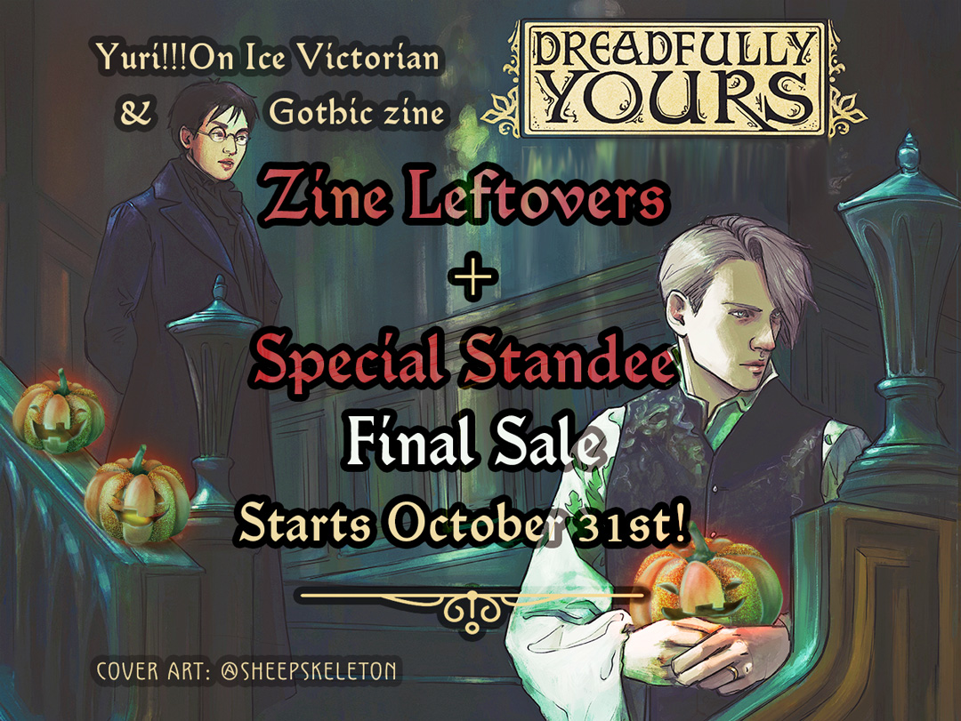 yoidreadfulzine's tweet photo. 1/3 Our #zine FINAL SALE is on now! Grab our #Victorian #Gothic #YuriOnIce leftovers &amp; combine shipping with your @YOIPawsAndClaws leftovers order! Info at https://t.co/UbHB5Sr8ZH 
SHOP ➡️https://t.co/ep6mn4XuN4 
Merch pics &amp; book video in 🧵below!
#yoidreadfulzine  #ユーリonICE https://t.co/L6o3bke517