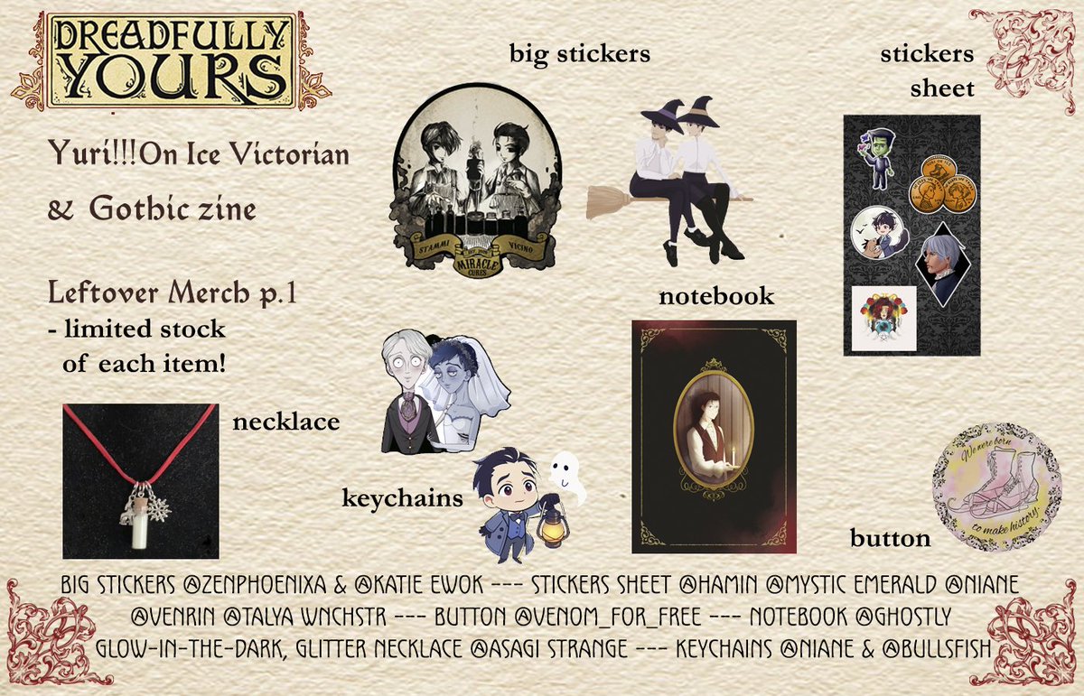 yoidreadfulzine's tweet photo. 1/3 Our #zine FINAL SALE is on now! Grab our #Victorian #Gothic #YuriOnIce leftovers &amp; combine shipping with your @YOIPawsAndClaws leftovers order! Info at https://t.co/UbHB5Sr8ZH 
SHOP ➡️https://t.co/ep6mn4XuN4 
Merch pics &amp; book video in 🧵below!
#yoidreadfulzine  #ユーリonICE https://t.co/L6o3bke517