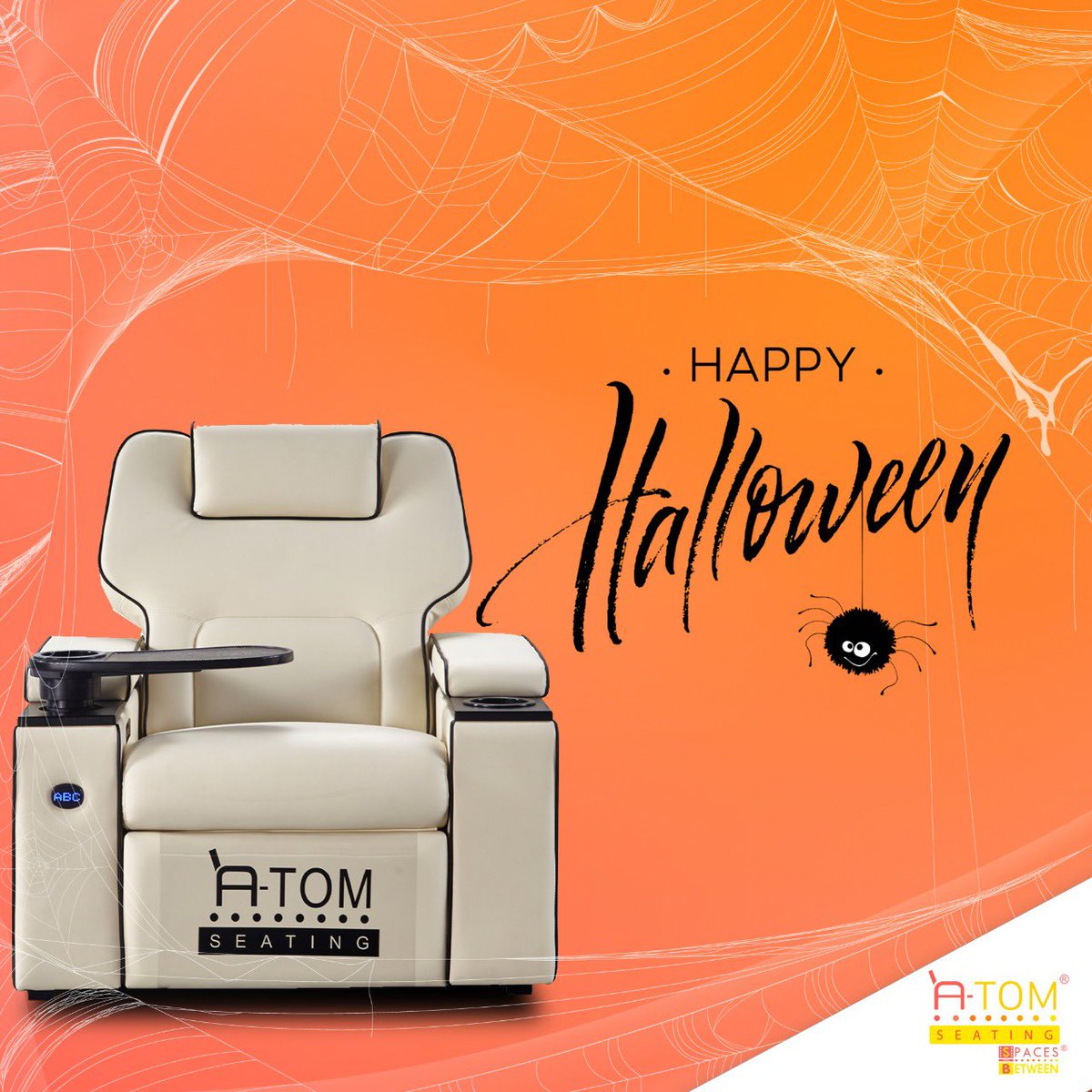 AtomSeating's tweet photo. Halloween wishes from Atom Seating. #HappyHalloween🎃👻 

#Halloween #Halloween2021 #HalloweenCostumes #HalloweenMovies #TheNun #Chuky #ITMovie #Recliners #VIPRecliners #CinemaSeating #LuxurySesting #Spooks #SpookyMovies #HalloweenCelebration #TrickOrTreat #Trick #Treat https://t.co/8dUkrDTCdD