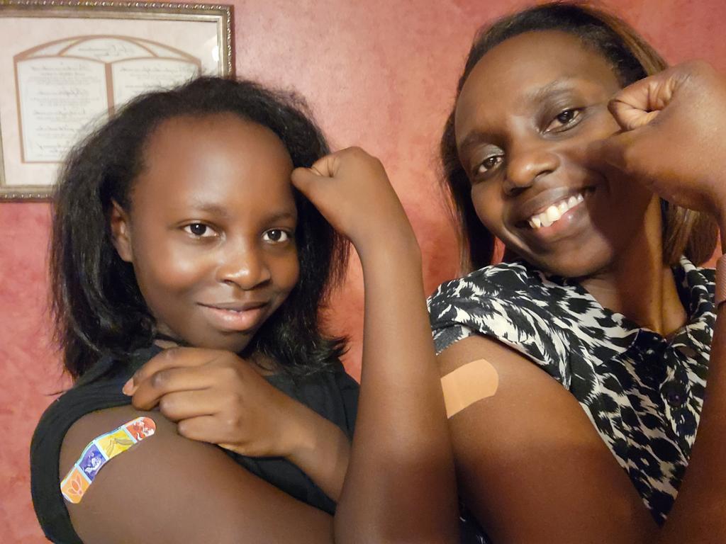 Mom boosted, daughter 1st shot. #Thisisourshot