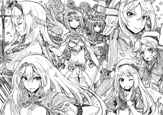 英国艦娘ボールペン1発描きらくがきのスキャン版 