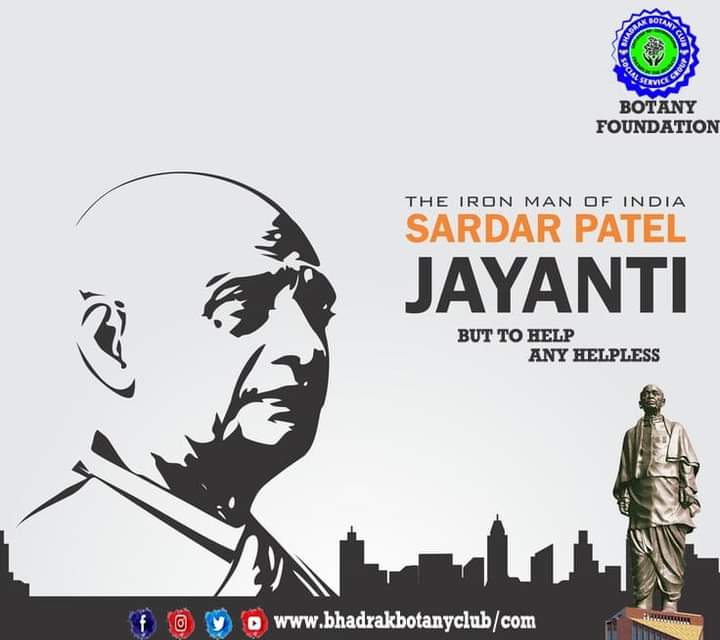 ClubBotany's tweet photo. Millions of blessings on the birth anniversary of Bharat Ratna Sardar Vallabhbhai Patel, son of Bharat Mata, IRON MAN of India, pioneer of national unity, Will always be remembered🙏🙏🙏

#BHADRAK_BOTANY_CLUB
#GOVT_REGD_232100351
#BUT_TOHELP_ANY https://t.co/ckjEXMkqee