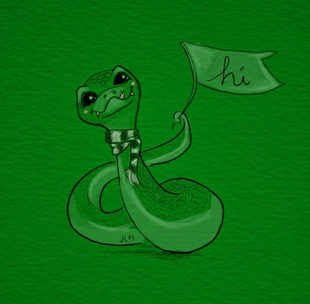 Hi, what else should I draw? Inktober is coming to a close - ✧* Suggestions please! 

#slither #snake #drawingchallenge
#arteveryday #sketchaday
#artjournal #portfolio #slytherin #hp #happyhalloween #inktober2021slither #inktober2021