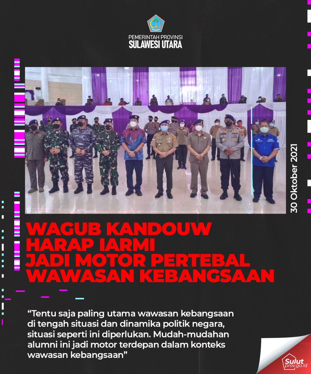 sulutprovgoid's tweet photo. Wagub Kandouw Harap IARMI Jadi Motor Pertebal Wawasan Kebangsaan.
#wagubKandouw #IARMI #PemprovSulut https://t.co/2yrzH5O0YV