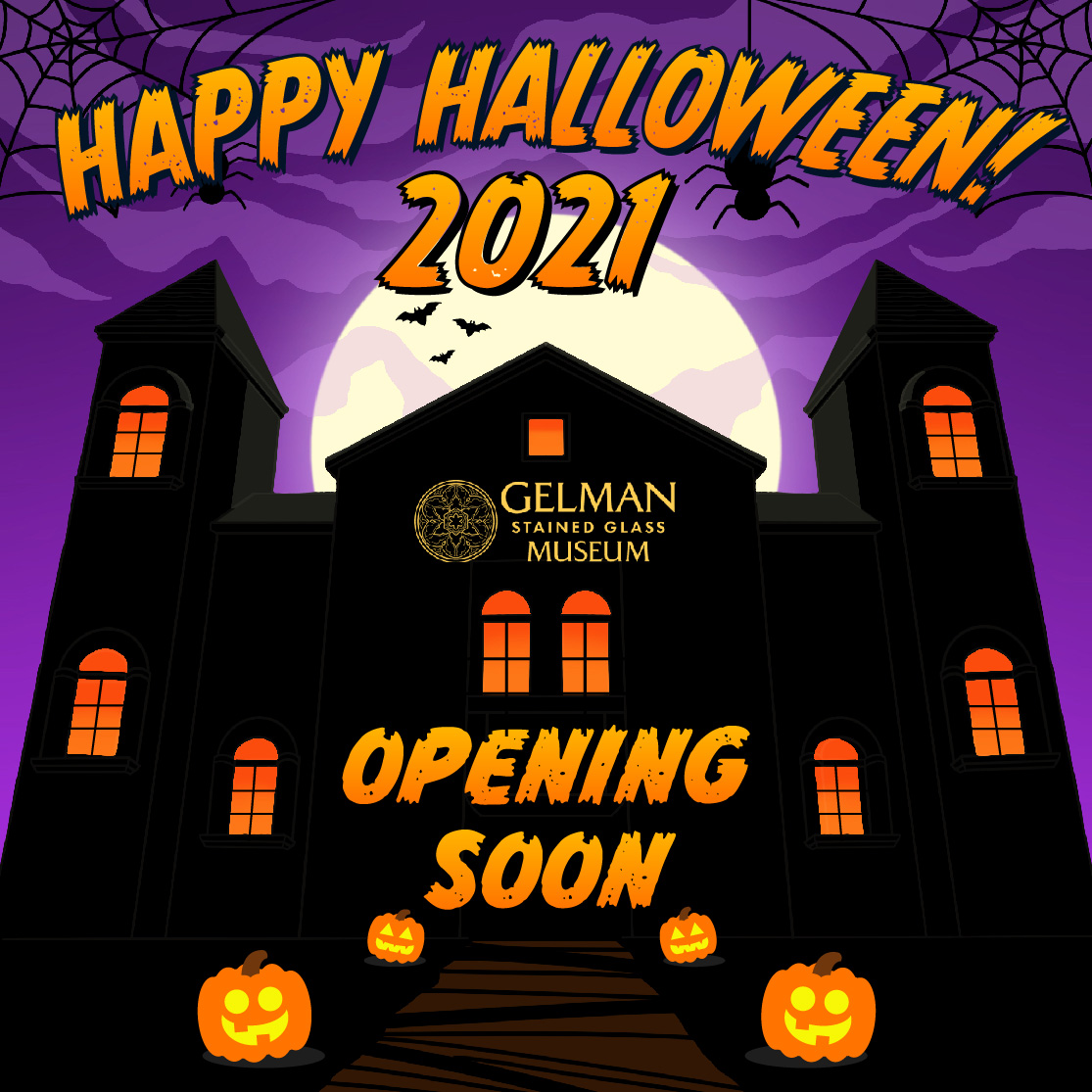 gelmanmuseum's tweet photo. The Gelman Stained Glass Museum wishes you a spooktacular Halloween! For more information on upcoming events and/or to purchase museum general admission, please visit https://t.co/8sCO27qGXj https://t.co/QdSMLGNvbQ