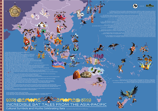RimbaResearch's tweet photo. And finally, to wrap up #BatWeek2021, we’re incredibly excited to announce the ‘Incredible Bat Tales from the Asia-Pacific’ map designed exclusively by @thetoonguy for #ProjectPteropus! https://t.co/Gbfjd3zSZV 1/3 https://t.co/i77oFO8pKP