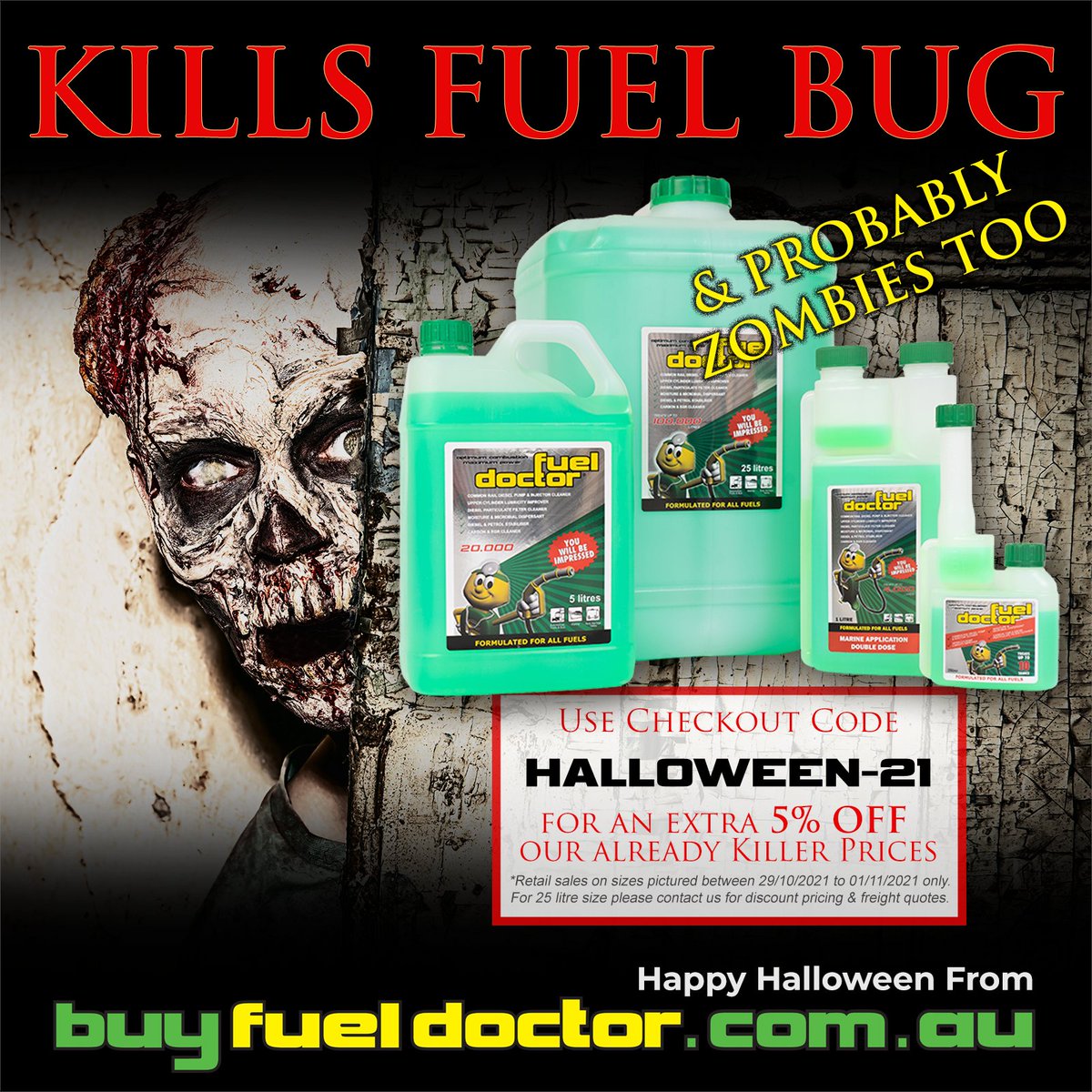 offroadvagabond's tweet photo. You wouldn’t use a butter knife to kill Zombies so why use an inferior #FuelAdditive. Save @ https://t.co/iROmBTM1KO code HALLOWEEN-21

#Fuel, #FuelBug, #DieselBug, #FuelSystemCleaner, #InjectorCleaner, #DieselAdditive, #PetrolAdditive, #FuelDoctor, #BuyFuelDoctor, #Halloween https://t.co/bo0og8UXtP