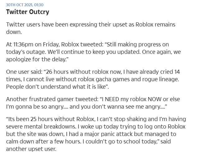 ˏˋ stix. ✎ ❞ on X: some very serious & important snippets from the  frontlines of the roblox outage situation; tabloids & gaming articles   / X