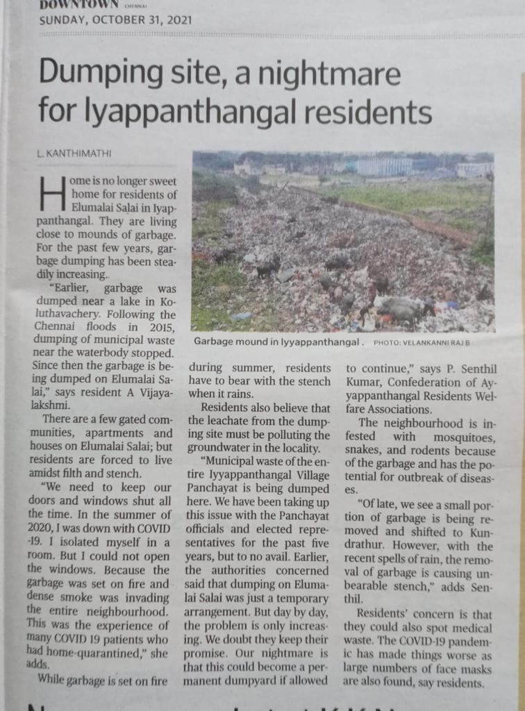 cezondz's tweet photo. @CMOTamilnadu @chennaicorp @thamoanbarasan We residents of Ayyappanthangal particularly from AN Elumalai Salai are suffering from the garbage dump of Ayyappanthangal behind our apartment compound. All are able to bear the smell and the effects that is being caused. Action needed https://t.co/6d6L3EEV7H