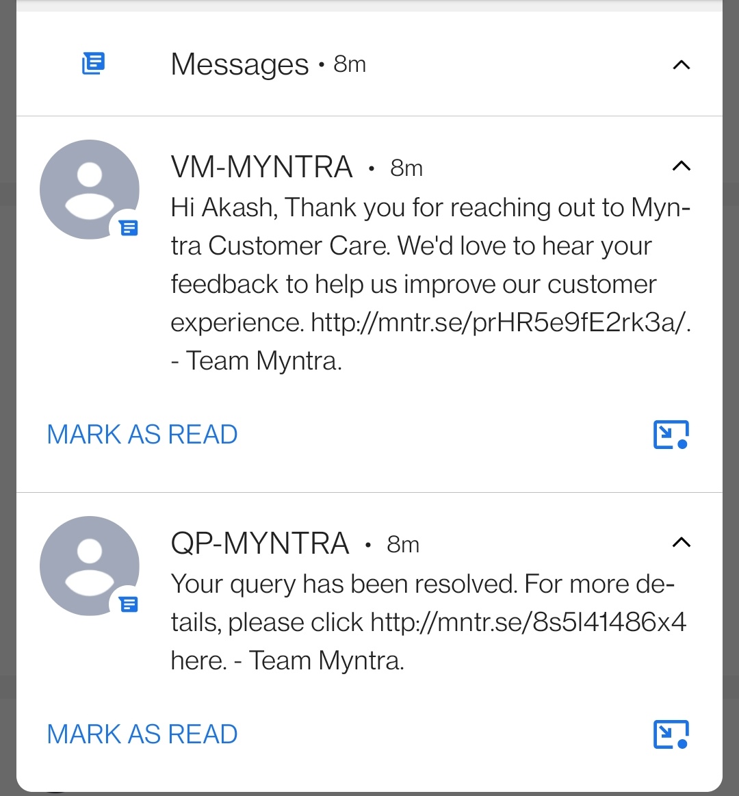 zawar_akash's tweet image. @myntra Stop sending this f**kall msg.
@Myntra_CC if you can't solve the issue let the issue be there.
Stop the #fraud of solving #customerproblem by doing nothing.
Thanks for the #sucking experience @MyntraSupport 

#scam #FRAUD #MyntraSucks
