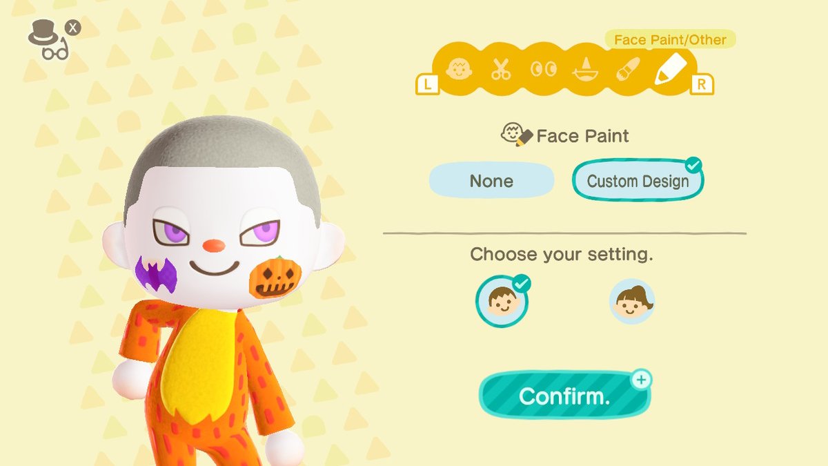 Game8_ACNH's tweet photo. The 2021 #Halloween👻  event for #AnimalCrossing is officially here!

🎃 Jack and your Villagers can give you special Face Paint when trick-or-treating! 🍬🍭

You can keep it as a souvenir or wipe it off from your pockets or with a mirror! 🧟 #ACNH https://t.co/Du8YvnrLoK