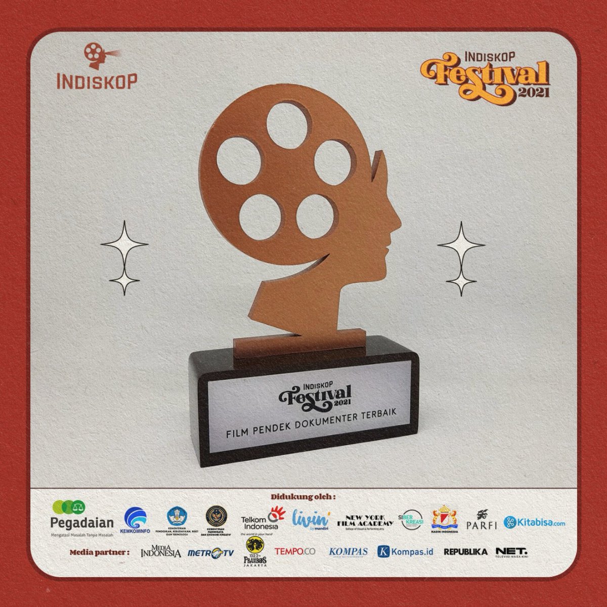 Indiskop_'s tweet photo. Makna design ini adalah simbol Film sebagai ilmu pengetahuan (perlu terus diasah agar menciptakan individu yg cerdas &amp; kreatif). Sehingga film menjadi buah pikiran &amp; hati para generasi muda u/ bisa trs menjadikannya sebagai ruang motivasi, diiringi dgn ide kreatif dan inovatif. https://t.co/Wu2gr8Lb9e