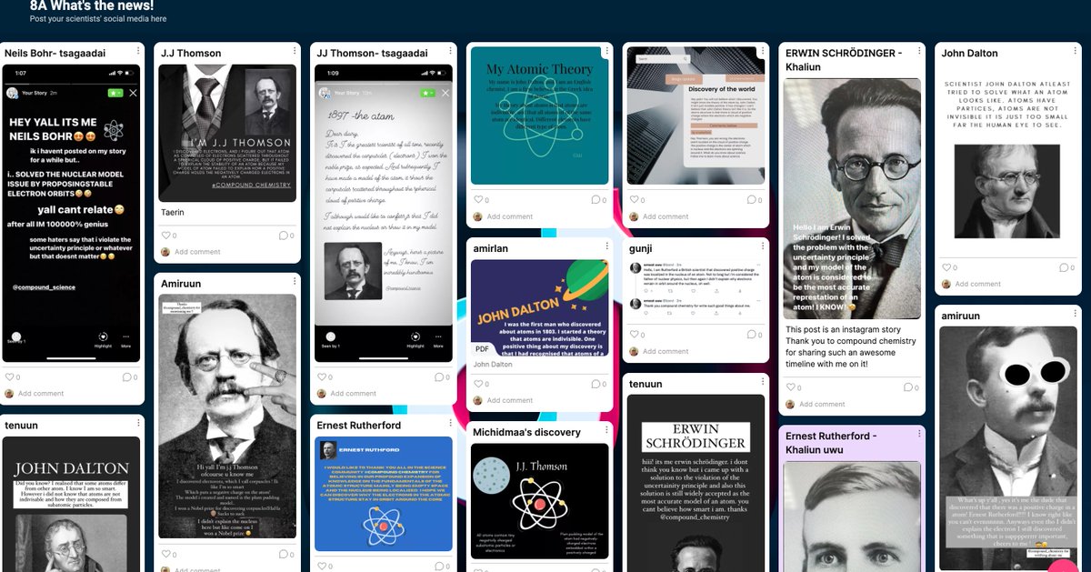 steppescience's tweet photo. MYP3 Ss used @compoundchem to learn about the History of the Atom They posted their learning from the perspective of the scientists using social media on @padlet #ISUMNG #ISUlearns https://t.co/v50Qf9QihJ