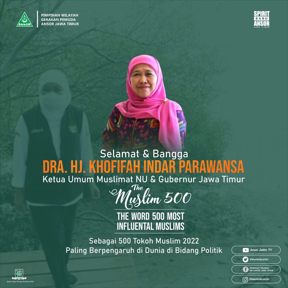 pwansorjatim's tweet photo. Keluarga besar @pwansorjatim turut bangga dan bahagia dengan prestasi keren dari Bunda @KhofifahIP 
Semoga semakin memberkahi masyarakat Jawa Timur. https://t.co/ypnK7czeTP