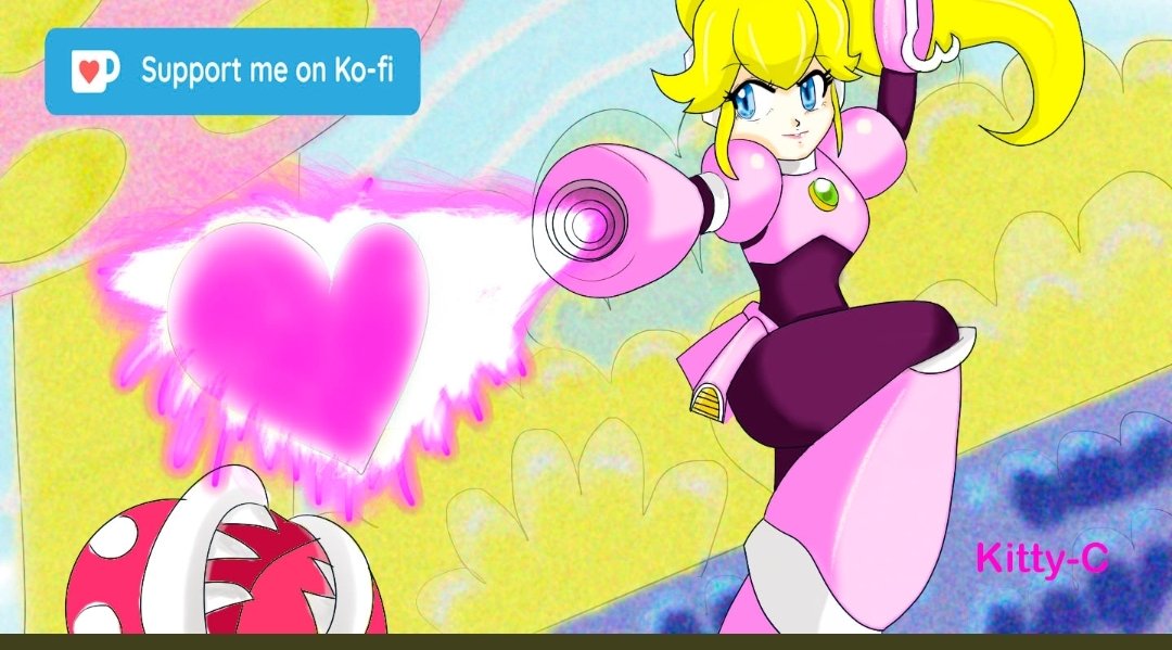 HarleenCl's tweet photo. La versión 2021 de megapeach y en téctica mixta con #acuarella #plumones #peach #princesspeach #MarioPartySuperstars #Nintendo #MegaMan https://t.co/lOo2Lv5KvP