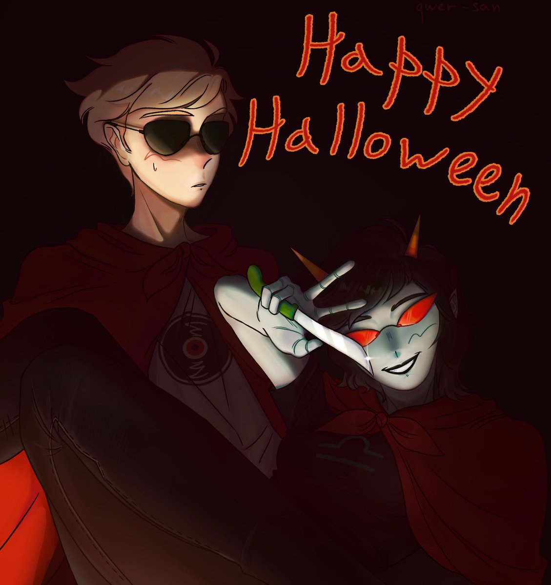 Kondra38681447's tweet photo. 🎃🦇

#Homestuck #halloween #terezi_pyrope #dave_strider https://t.co/YC2iBE25ev
