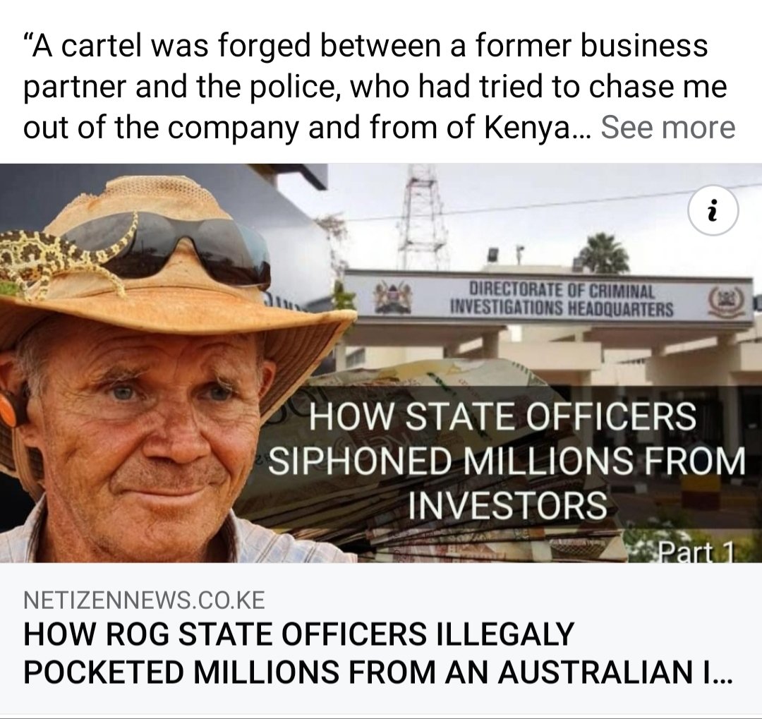 _NetizenNews's tweet photo. Australian Businessman recalls frustration and humiliation from @PoliceKE and @DCI_Kenya detectives that almost costed him his business and life as well. Catch Part 1 of 5 parts investigation series. https://t.co/HVVby08oyB
@FredMatiangi @IPOA_KE #netizennews https://t.co/iw6sG2ZeeB