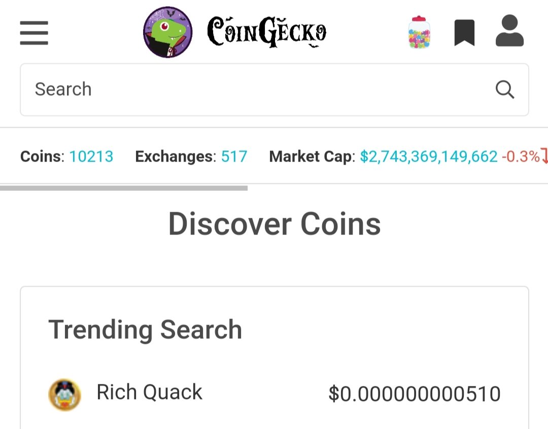 RichQuack's tweet photo. #1 Trending Token on CoinGecko ! #richquack #coingecko #cryptocurrency #trendingcrypto #ToTheMoon https://t.co/MD1owv1s0R
