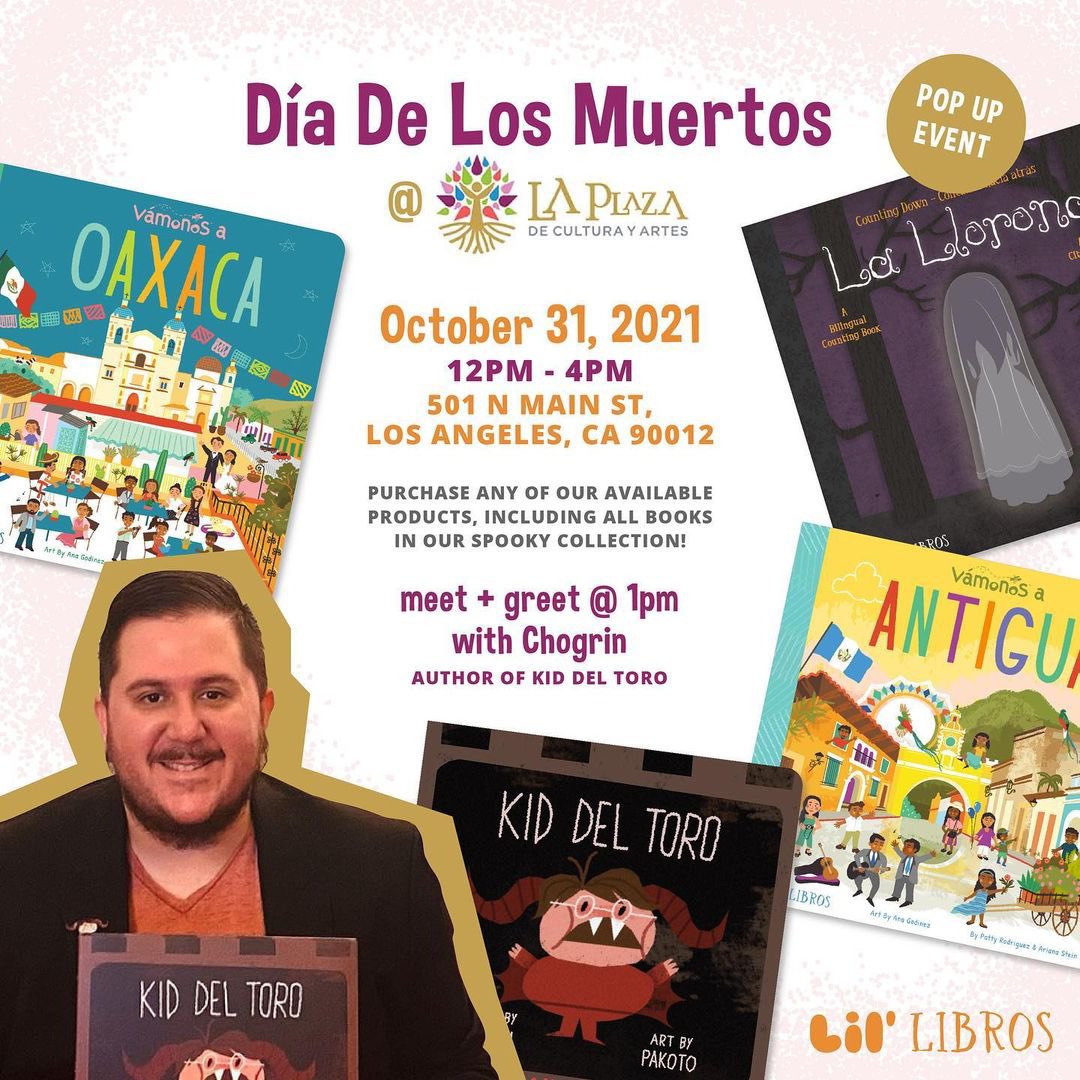 Chogrin's tweet photo. Join me (@chogrin) and @lifewithmariana tomorrow at @laplazala, where we will be signing copies of our books from @lil_libros. #kiddeltoro #littleastrologycatrinas #marianagalvez #astrologycatrinas #guillermodeltoro #chogrin #pakoto #lillibros #plazadeculturayartes #halloween2021 https://t.co/Hrv86wbUki