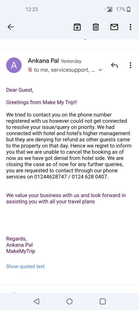 Prashy42's tweet photo. @makemytripcare @billburrind As per last email received in my conversation with mmt this ticket was already closed, how is it that you mention it is still being looked into sir? https://t.co/B00VGqt2ez