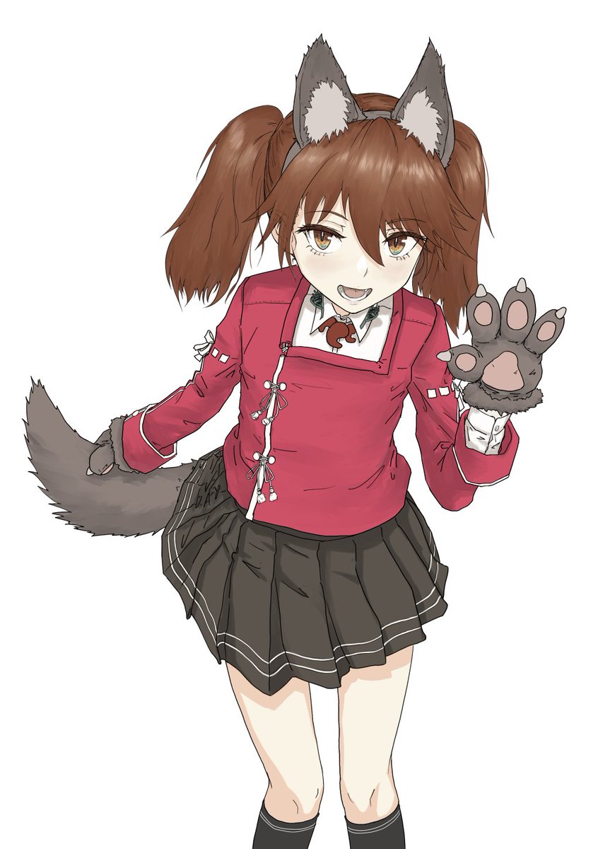 ryuujou (kancolle) 1girl solo brown hair animal ears twintails skirt magatama  illustration images