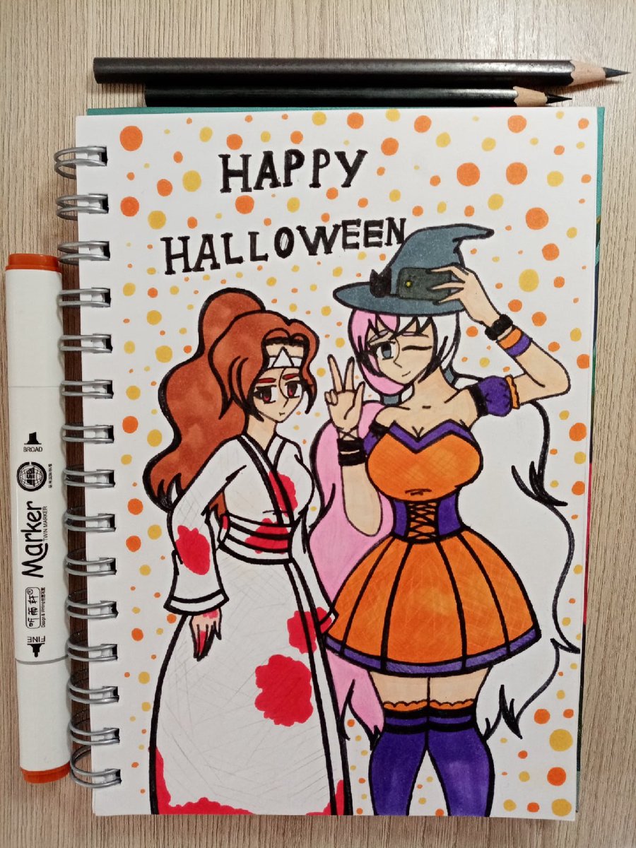MeiChan79227656's tweet photo. Hey! Smile for the camera and Happy Halloween! 👻

#арт #традишка #скетчбук #ос #перс #персонаж #артбук #маркеры #��урриарт #фурри #Halloween #halloween2021 #art #oc https://t.co/Ml65IoUKS5