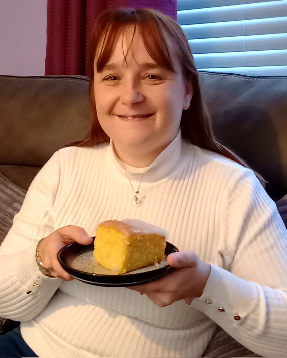 <a href="/CupcakesByClare/">Custom Bakes Lincoln</a> Enjoying some lemon drizzle #cake #Gorgeous