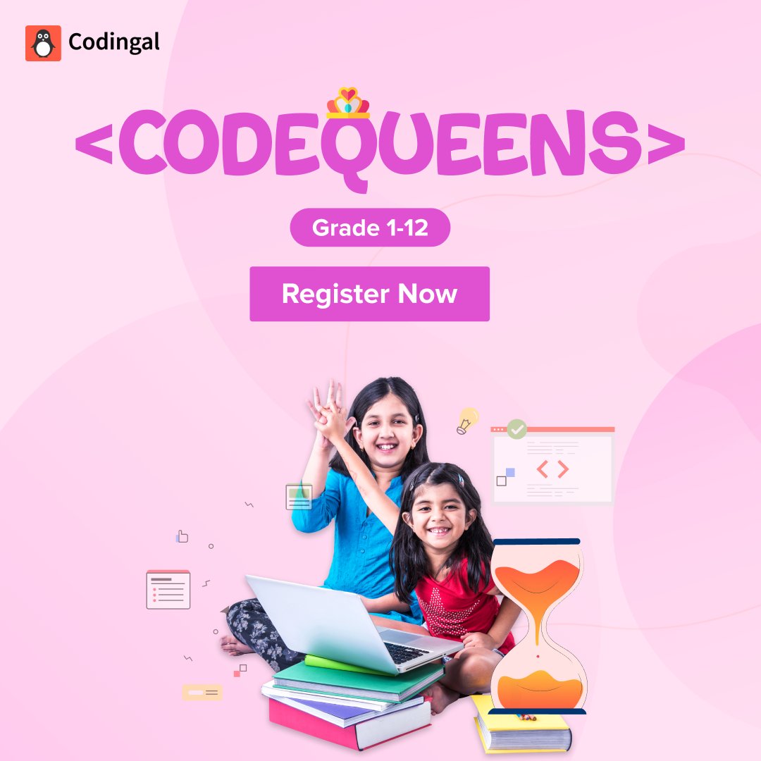 codingal's tweet photo. Codingal brings you #CodeQueens👸🏼, an online coding competition exclusively for girls. 🚀

You can build innovative projects around interesting themes and win some amazing prizes. 🏆

Register and participate for free: 👇
https://t.co/UeHzWTr4Pt

#girlswhocode #codingforgirls https://t.co/ErdOMYYPpl