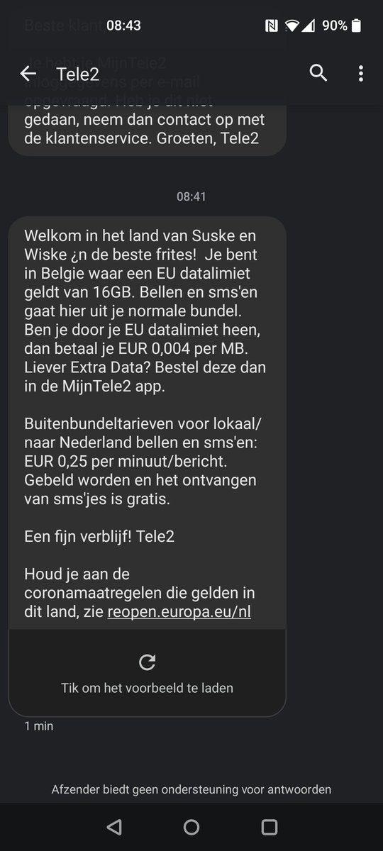 micheltop's tweet photo. Ik krijg een sms van @Tele2Nederland  dat ik in België ben wakker geworden. Terwijl ik toch heus in Hoogeveen naar bed ben gegaan. Dacht dat alleen de klok een uur terugging en niet de landsgrenzen. https://t.co/UHidxRCVje