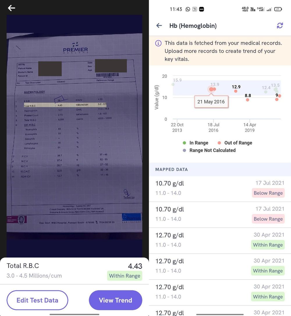 ekacareHQ's tweet image. It&apos;s time to #digitize your #HealthRecords
Upload all your reports and let us create a smart report by extracting the information.

Tap eka.im/care to download app, login &amp;amp; go to “records” to upload your lab reports &amp;amp; let us extract longitudinal values.